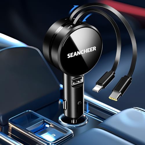 SEANCHEER Retractable Car Charger for iPhone and Android
