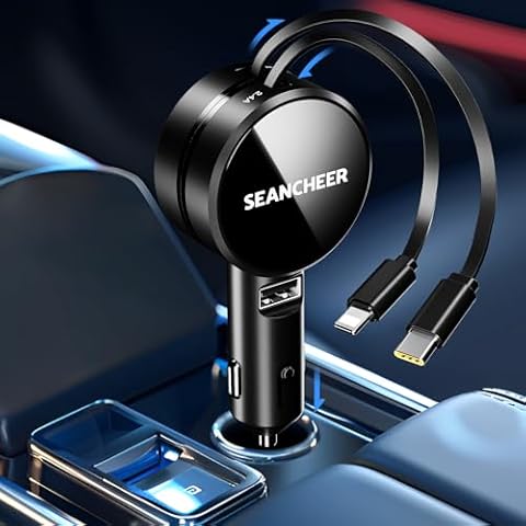 SEANCHEER 3 in 1 Retractable Car Charger Cover