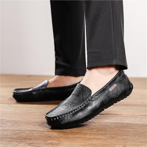 Mens Square Toe Loafers Slip On Moccasins Faux Leather Comfortable Anti Slip Flexible Lightweight Prom Wedding Casual Shoes3