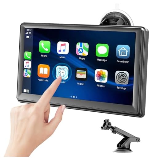 Pantalla Coche, 7" Pantalla Carplay Coche para A-pple y Android con HD Pantalla Tactil, Inalámbrica, Navegación GPS, Bluetooth, Control por Voz Manos Libres, Mirror Link, AUX, FM, Siri & G-oogle
