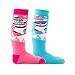 Thyo - Lot de 2 paires de mi-bas SKI ourson BABY - couleur - Turquoise Rose - Pointure - 25-27