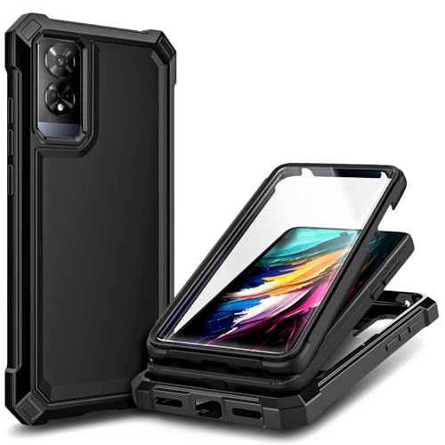 WDHD Compatible with TCL 50 XE 5G & TCL 50 XE NXTPAPER 5G Phone Case Black | Full-Body Protective Shockproof Rugged Bumper Cover with Screen Protector Raised Corners Drop Protection