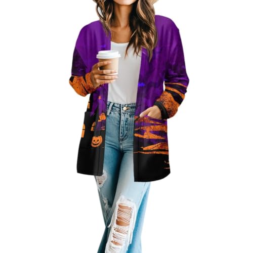 Image of Forchrinse Red Ladybug Cardigan for Women Causal Long Sleeve Open Front Cardigans Sweater Fashion 2024 Fall Coat with Pockets