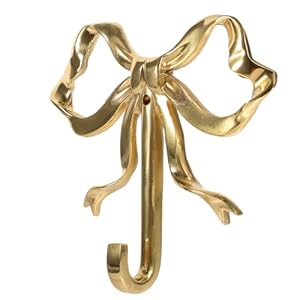 Ciieeo Gold Bow-Knot Hook Retro Door Wall Mounted Brass Hanger Decorative Key Holder Coat Rack Utility Hook for Kitchen Bathroom Living Room Bag Coat