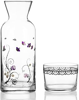 Wrenbury Bedside Water Carafe and Glass Set for Nightstand - Mouthwash Decanter for Bathroom - 700ml - Fabulous All in One Hydration Experience for Outdoor Dining - Gothic Kitchen Accessories