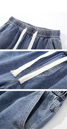 Men's Classic Denim Lace-Up Draped Loose Retro Straight Wide-Leg Pants2