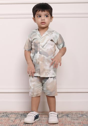 Image of POLKA TOTS 100% Cotton Co-Ord Set for Boys | Half Sleeve Shirt & Shorts Beach Outfit for Kids | Ultra-soft & Breathable Summer Clothes for Toddler & Baby Boy | Casual Dress & Printed Nightwear Set