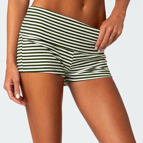 Image of Women Fold Over Lounge Shorts Low Waist Fitted Pajama Shorts Cute Sleep Pj Short Bottoms Roll Over Yoga Shorts