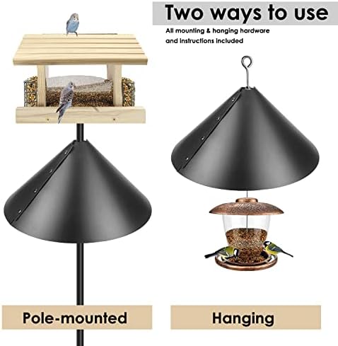 Squirrel Guard Baffle, Plastic Wrap Around Squirrel Baffle Proof, Made of Thick Metal, Easy to Install, Mounted Squirrel Baffle for Hanging Bird Feeders Poles Bird House (2pk)
