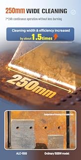 LYXC Machine de nettoyage laser 1500 W - Machine de nettoyage continue de refroidissement à l'air - Légère - 220 V - Classe 1 - Puissance de sortie laser : 0,39 mW - 250 mm - Largeur de balayage