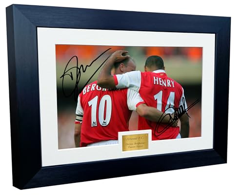 12x8 A4 Signed Dennis Bergkamp Thierry Henry Arsenal Autographed Autograph Signed Signature Photograph Photo Picture Frame Football Soccer Poster Gift Col