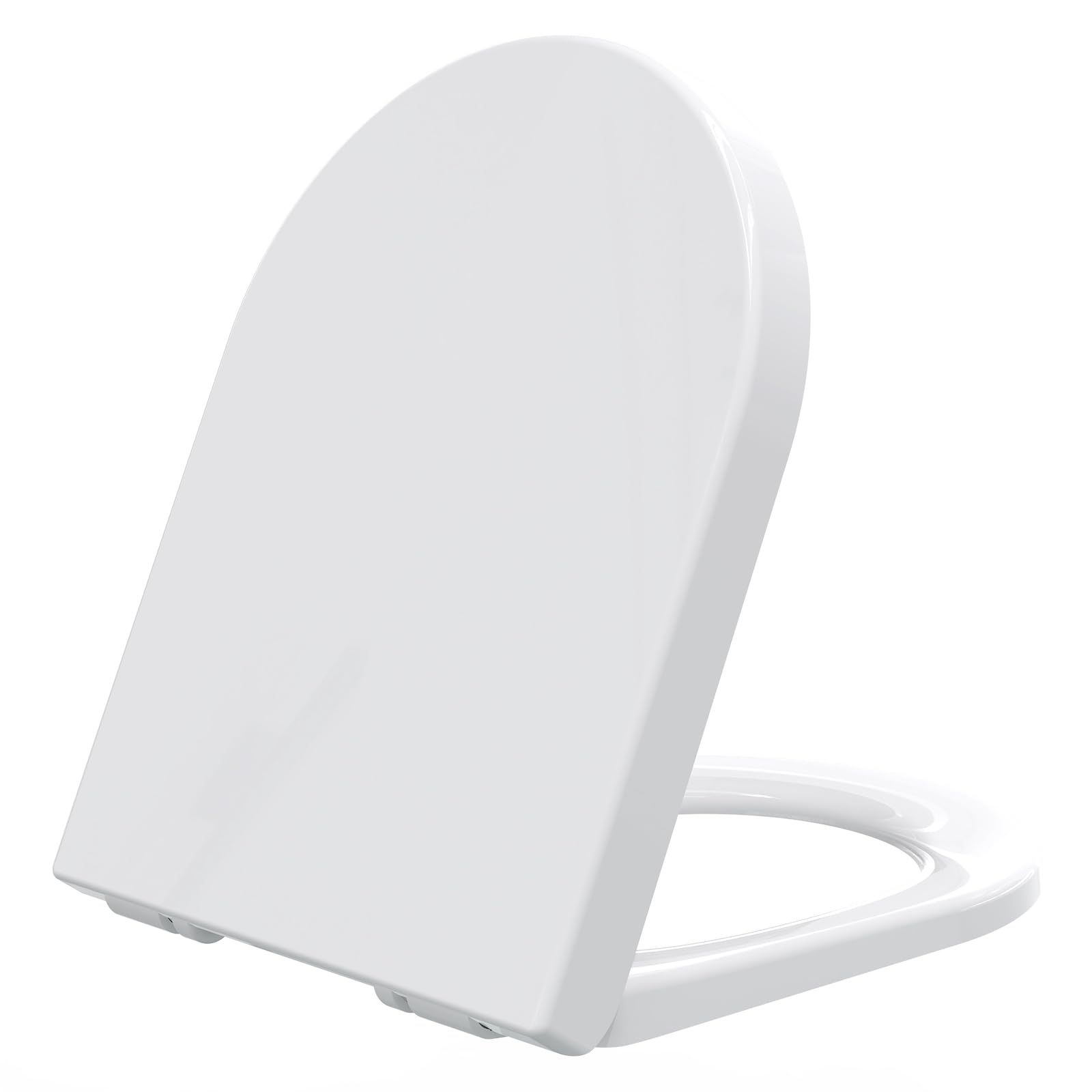 SAMODRA Premium Toilettendeckel D-Form,WC Sitz mit Absenkautomatik,Weiß Klodeckel mit Quick-Release-Funktion und Softclose,Toilettensitz, Klobrille aus Duroplast - 460 * 353 mm