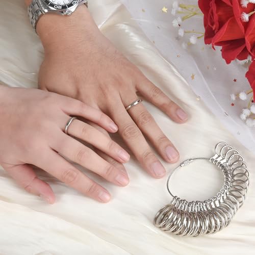 nulink ring sizer measuring tool stainless steel finger rings gauge 0-13 sizing measuring with half size 27 pcs