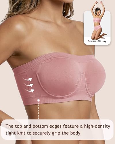 Image of HACI Women's Non Padded Strapless Bra Underwire Bandeau Seamless Multiway Supportive Tube Top