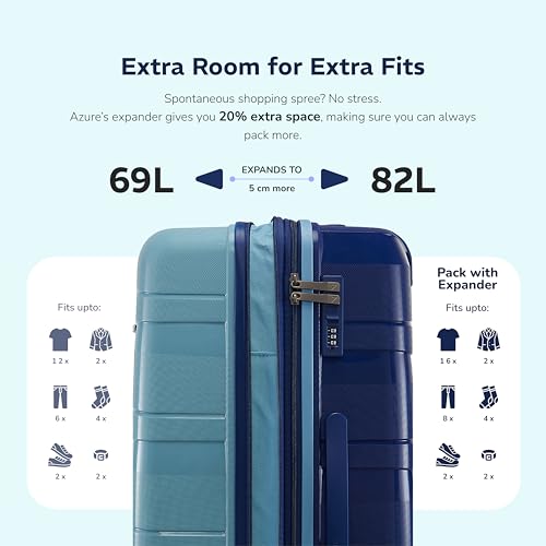 Image of Provogue Azure Hard-Sided PP Set of 2 Luggage Suitcase | Expandable Space with 8 Wheels Trolley Bags for Travel | Lightweight with Combination Lock | 5 Year Warranty (Saphire Blue /Peacock Blue)
