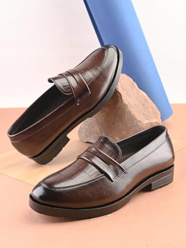 Image of STANPHORD Men Formal Loafer Shoes | PU Leatherette Slip-On Moccasins | Cushioned Anti-Slip | Office Business Casual (TPSL 25010)