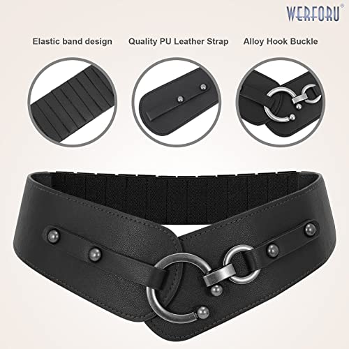 WERFORU Women Vintage Wide Elastic Thick Stretch Belt with Interlock Buckle for Dress3