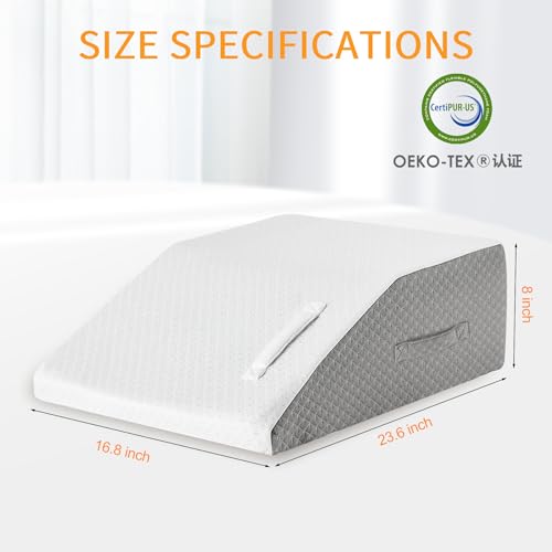 Leg Elevation Pillow for After Surgery, Leg Elevating Pillow for Swelling & Blood Circulation, Leg Wedge Pillow for Sleeping, Knee Pillow for Knee Hip Ankle Pain Relief, 23.6×16.8×8Inch White