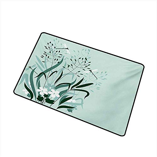 Becky W Carr Dragonfly Commercial Grade Entrance mat Wild Grass and Dragonflies in Exquisitely Growing Lawn Herb Bush Rural Pattern for entrances, garages, patios W23.6 x L35.4 Inch,Pale Green