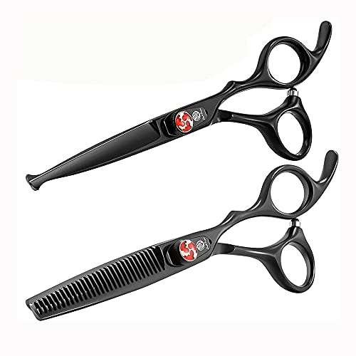Purple Dragon 散髪 はさみ 理髪用ハサミ カットハサミセット ヘアカット ハサミ すきばさみ セルフカット 前髪 ハサミ 髪切りハサミ子供 日本炭素鋼440C 調整可能 使いやすい 安全 プロ 初心者 美容師 理容師 収納箱付き 6.0インチ