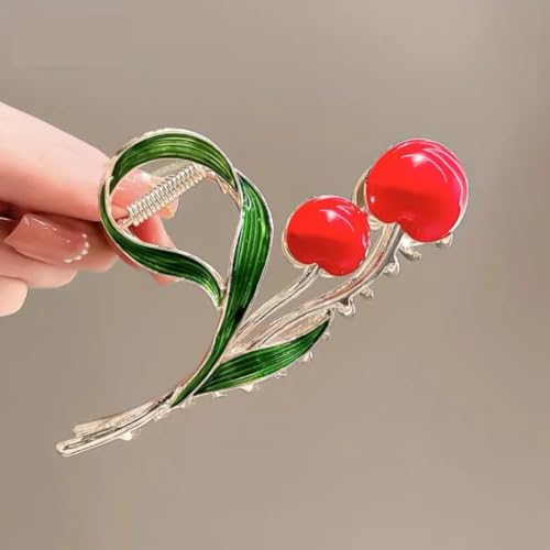 Image of Diversa Rhinestone Golden Claw Clip, Embellished Korean Clutcher, Non- Slip Metal Claw Clip for Girls, Fancy Clutcher for Women, Pack of 1 (Cherry)