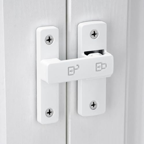 INIRET White Barn Door Latches,180 Degree Gate Lock,Flip Gate Latches Hardware,Zinc Alloy Door Lock Latch,Door Security Sliding Door Latch Lock for Cabinets,Bathroom, Barn & Garden.