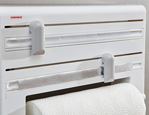 Leifheit Dérouleur Mural Parat Comfortline, Dérouleur Mural Cuisine Pour 3 Rouleaux, Support De Rangement Avec Lames Tranchantes, Dévidoir En Abs #TOP5