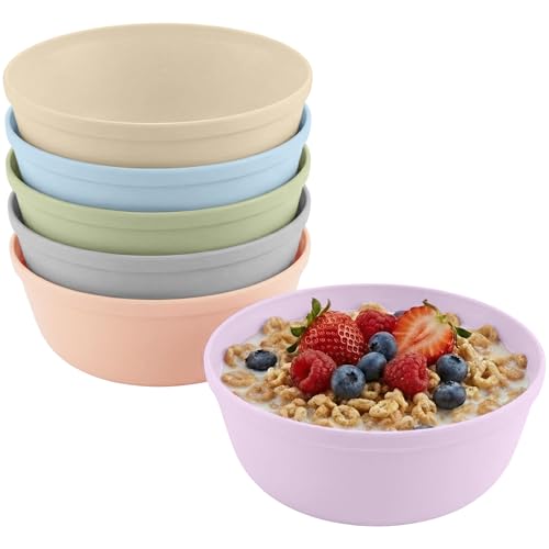MASTERCOOK Plastic Bowls Set of 6 15oz Multipurpose Deep Plates Salad and Pasta Bowls Ideal for Home Kids Parties Stackable Bowl for Kitchen Non-BPA and Food Grade Pastel Colors
