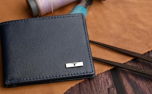 Image of URBAN FOREST Fred Aniline Blue Leather Wallet for Men