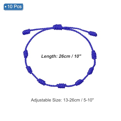 PATIKIL 10 Pcs Adjustable Cord Bracelet String, 7 Knot Good Luck Cord Handmade Braided String Protection for Women DIY DIY Wrist Jewelry Making, 13-26cm Long2
