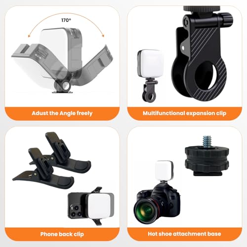 Image of LED Video Light with Clip | Type-C Rechargeable & 3000-9900K Dimmable Photography Light | 3 Color Modes for Video Shooting, Meetings, Vlogging & Selfies | Compatible with Mobile & Camera