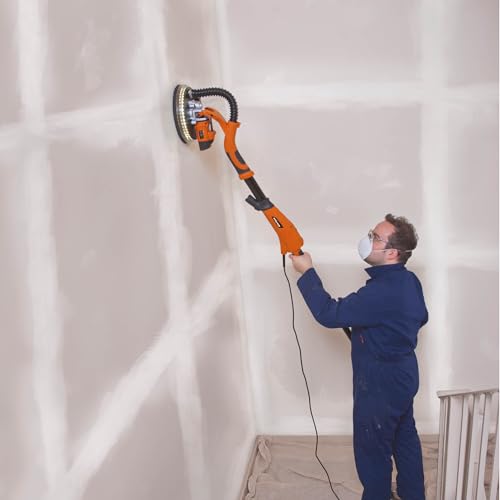 Evolution Power Tools R225DWS Telescopic Dry Wall Sander with LED Torch and 6 Sanding sheets, 225 mm