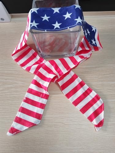 Image of Red White and Blue American Flag Headband 4th of July Bandana Headband for Men and Women