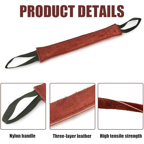 DIFLAX Beisswurst für Hunde, Leder Hund Zerrspielzeug, 30 cm Lange, Sehr Robustes Training Zubehör, Hundespielzeug mit Nylon Handschlaufe zum Training, Tauziehen und Zerrspiele