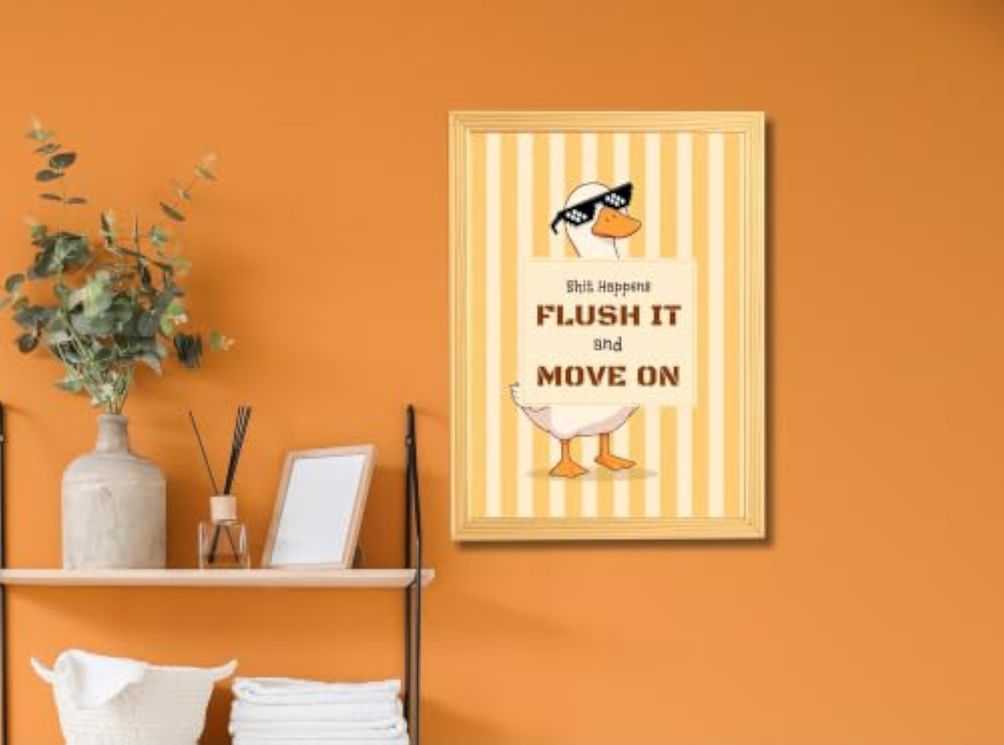 Funny Duck Bathroom Wall Art Frame with Humorous Quote