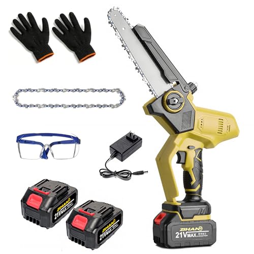 METICPLY Mini Chainsaw 8 Inches, Portable High-Speed Electric Chain Saw, Rechargeable Battery Power, LED Power Display, One-Button Chain Adjustment, for Cutting Wood Pruning Garden Trees