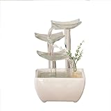 Ceramic and Glass Tabletop Fountain for Indoor and Home Decoration Table Desk Office Patio White