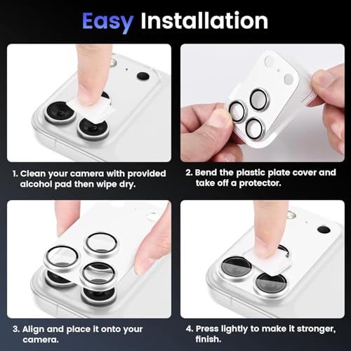 Image of Camera Lens Protector Tempered Glass for iPhone 17 Pro Max - Alloy Metal Cover with Tempered Glass - Scratch Resistant, Easy Installation (1, Silver, iPhone 17 Pro Max)