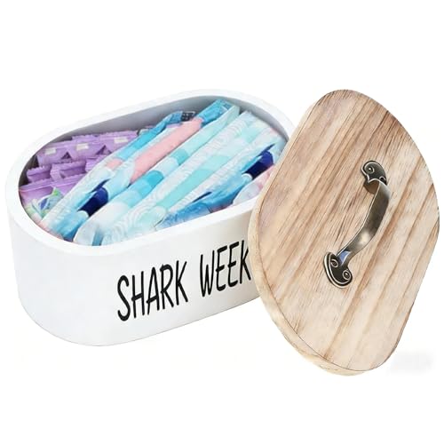 ZoeQide Higiene Box Baño – Caja grande para tampones y encuadernación con tapa de madera – Práctico organizador de cosméticos para almohadillas de algodón y bastoncillos de algodón – Almacenamiento de