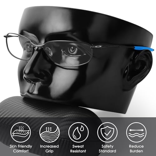 Image of BLAZERBUCK Replacement Temple Sleeves Ear Socks for Oakley Whisker /Juliet /A Wire Sunglass - Black + Light Blue