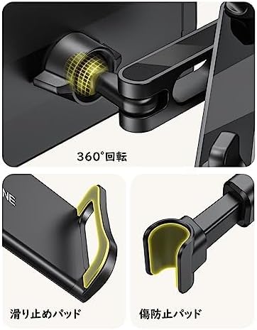 TRYONE タブレット ホルダー 車載ホルダー ヘッドレスト ホルダー 伸縮アームスタンド スマホ ホルダー ヘッドレスト バーの適用幅範囲12cm~15cm 後部座席用4.7-11"のiPad 2/3/4/mini/air/Galaxy Tab/Google Nexusn対応(黒)