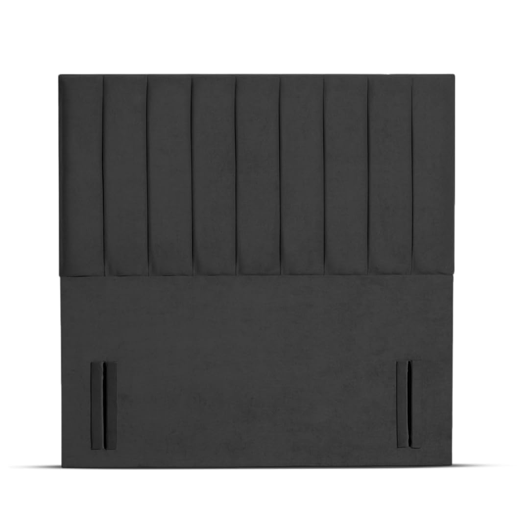 Floor Standing Divan Bed Headboard | Portland Plush Velvet Headboards for 4ft Small Double Bed Frame | Elegant design wooden material headboards for beds (Black,4ft Small Double Height-50inch)
