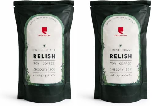 Image of Cafe Coffee Day Relish 200 Gm | Filter Coffee Powder | 70% Coffee & 30% Chicory, Medium To Dark Roast | South Indian Filter Coffee Powder (Pack of 2)