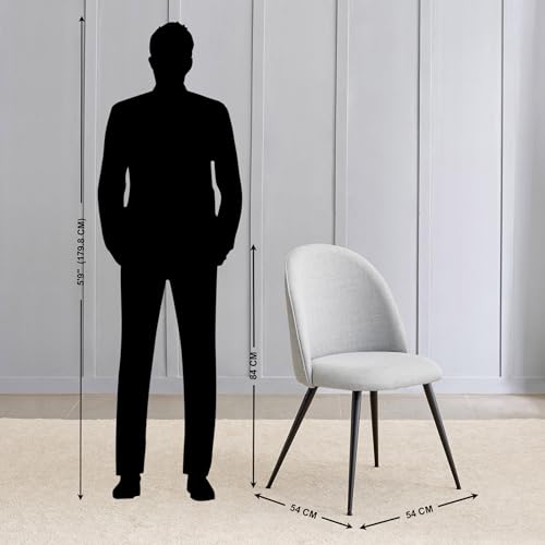 Image of Home Centre | Rika Fabric Dining Chair Set of 2 | Metal | Grey | 1 Year Warranty