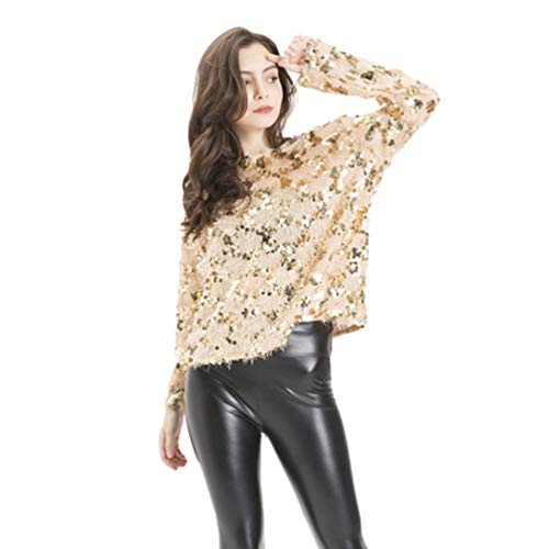 Haobing Mujer Tacto Suave Jersey Punto Lentejuelas