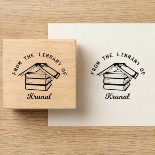 Image of Kunya Personalised Book Stamp with Your Name(3.5 cm Dia), customised for Stamping Books for Readers, Great Gift for booklovers, Kids, Teachers (My Home)