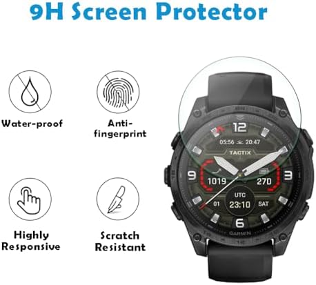 Watch Screen Protector Compatible for Garmin Tactix 8 AMOLED 51mm Smartwatch, 9H Tempered Glass Protective Film Full Coverage and Soft TPU Protective Case