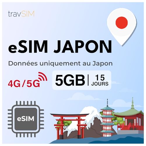 travSIM Japan eSIM | 15 días – 5GB de Datos | Datos de Alta Velocidad 5G/4G | eSIM Japón con Acceso Ilimitado a Google, Facebook, Whatsapp, Instagram y más