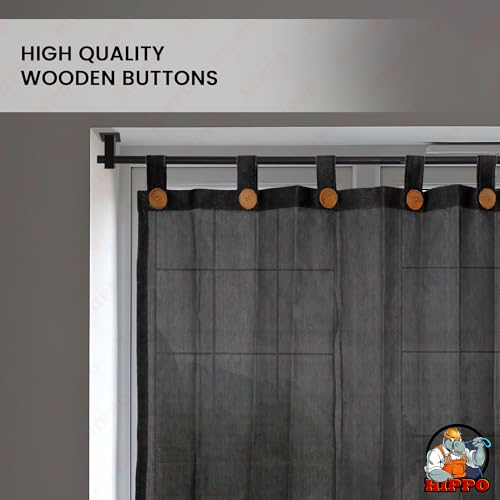 Image of HIPPO 180 GSM HDPE Outdoor Loop Curtain for Balcony & Patio Sun Blocking, UV Protection & Light-Filtering Curtains(Pearl-Black- 4.5FTX4.5FT) Pack of 2