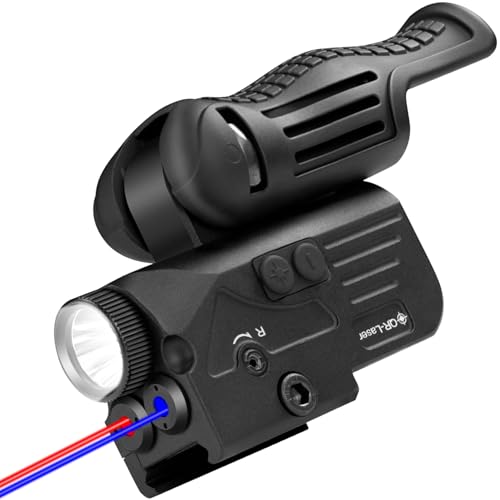 1200 Lumens LED White Flashlight with Dual Laser Sights, Rechargeable Red&Blue Laser Beams with 5 LED Light Modes - Hard Anodized Aluminum, Laser Class IIIA, Less Than 5mW by QR-Laser - Used condition - US$78.61